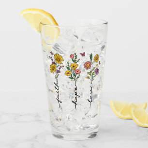 Verre "Foi-Espoir-Amour"   Inspirant design floral