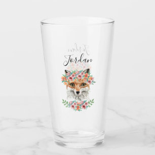 Verre Fox floral ajoutent votre nom