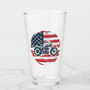 Verre Freedom Ride : Moto rétro et drapeau américain