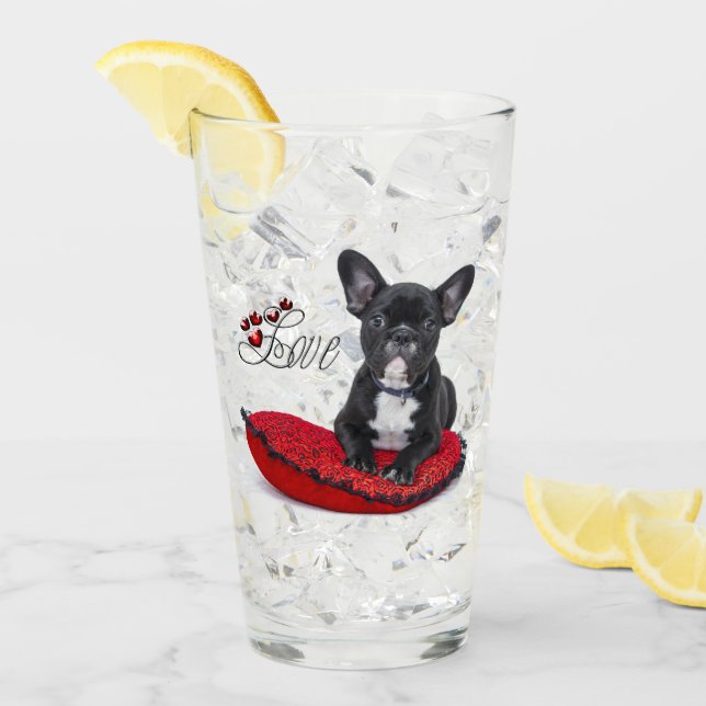 Verre French Bull Dog - Français - Amour (Devant glace)
