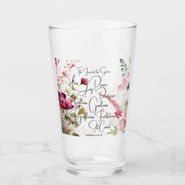 Verre Fruit de l'Esprit rose floral (Devant)