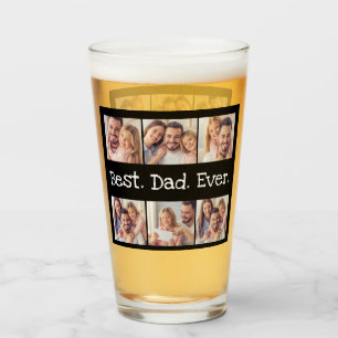 Verre Fun Best Dad Ever 6 Photo Collage noir et blanc