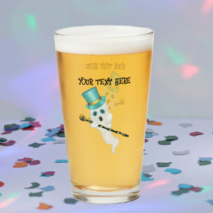 Verre Fun Ghost habillé Top Hat Black Cane Crâne