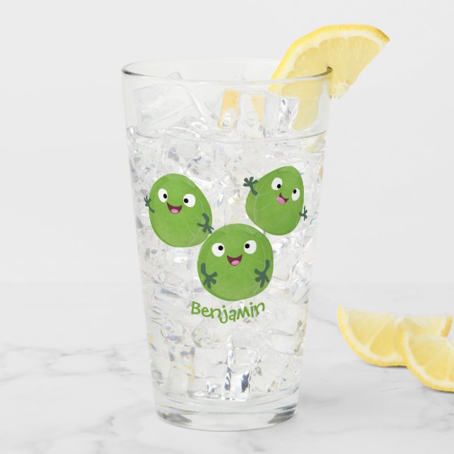 Verre Funny Brussels sprouts légumes caricature (Dos glace)