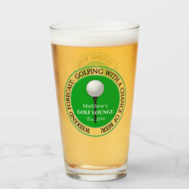 Verre Funny Golf Golfing Boule de golf Tee Pint Bière (Devant (rempli))