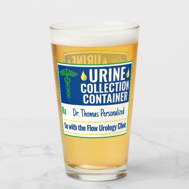 Verre Funny Novelty Doctor Nurse Collection d'urine pers (Devant (rempli))