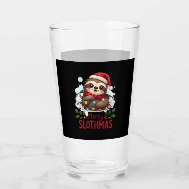 Verre Funny Sloth Xmas Lights Merry Slothmas Sloth Chris (Devant)