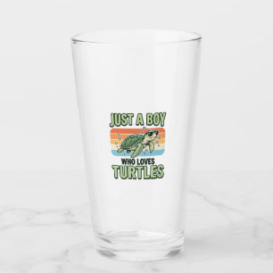 Verre Garçon qui aime les tortues Dessin de gravure vint