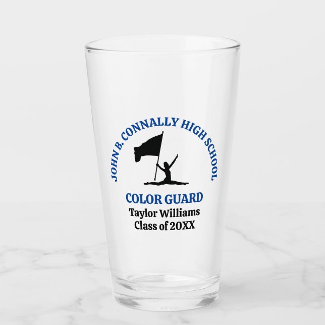 Verre Garde de couleur de lycée bleu personnalisée (Devant)