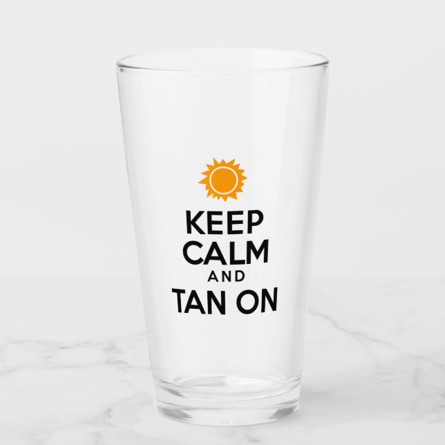 Verre Gardez Le Calme Et Le Bronzage Sur L'Icône Soleil (Devant)