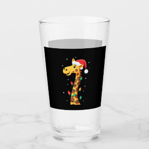 Verre Girafe de Noël Chapeau de Père Noël Lumières Giraf