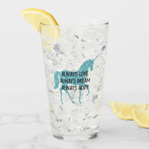 Verre Girl Glitzy Parties scintillant Aqua Unicorn