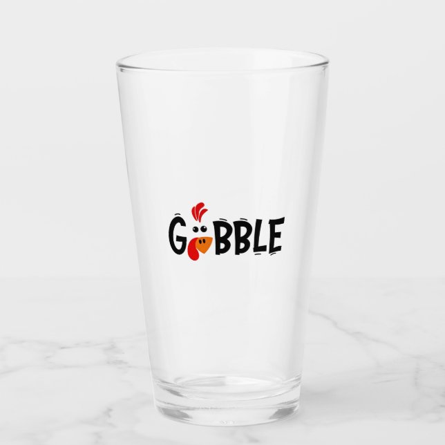 Verre Gobble Funny Thanksgiving Turquie fête (Devant)