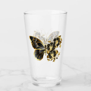 Verre Gold flower Butterfly with Black Orchid