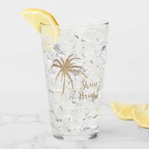 Verre Gold Tropical Palm Tree Parties scintillant brilla