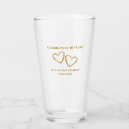 Verre Golden 50th Mariage Anniversaire Coeur personnalis