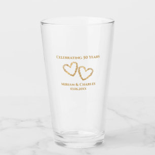 Verre Golden 50th Mariage Anniversaire Coeur personnalis