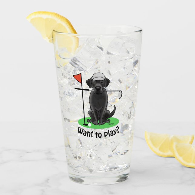 Verre Golf Black Labrador Retriever Dog - mignonne (Devant glace)