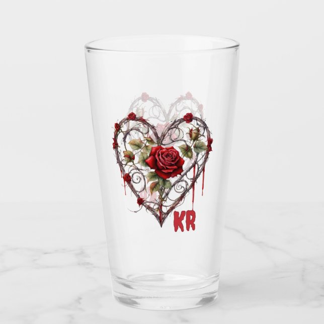 Verre Gothic Red Rose Heart Vine Artwork (Devant)