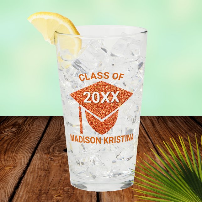 Verre Grad Glam Orange Casquette Élégant Félicitations (Créateur téléchargé)