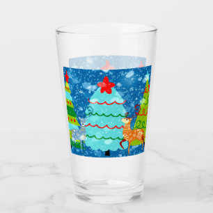 Verre grand Design de Noël des arbres, Cerfs, Neig