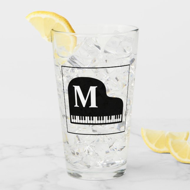Verre Grand Piano Monogram Pianiste Noir et Blanc Clas (Devant glace)