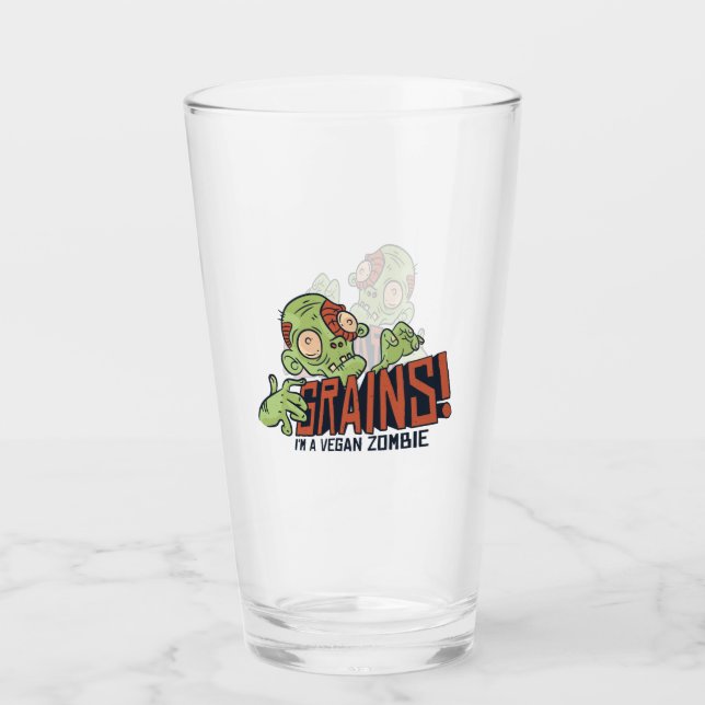 Verre Graphique Ado Vegan drôle ZOMBIE VEUX GRAINS (Devant)
