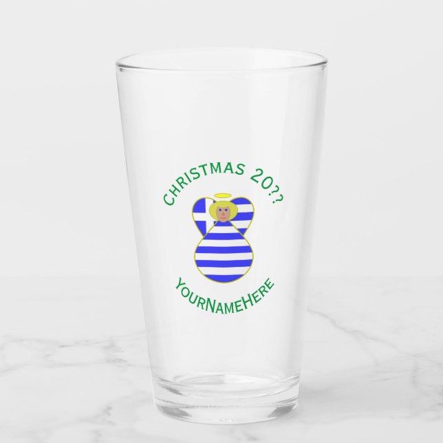 Verre Grec Blonde Angel Noël Drapeau Personnalisé (Devant)