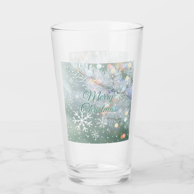 Verre Green Merry Christmas Snowflakes (Devant)