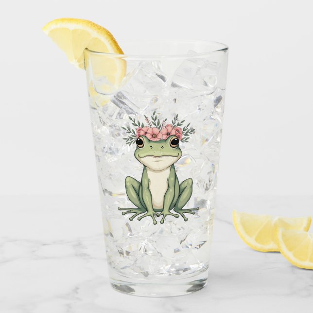 Verre Grenouille florale en gros Cottagecore Art (Devant glace)