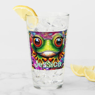 Verre Grenouille Whimsical Abstrait Floral Frogs Personn