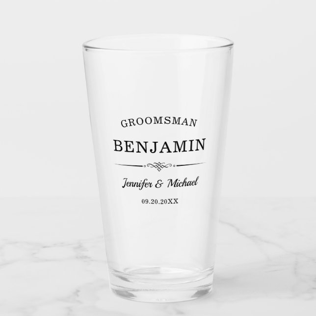 Verre Groomsmen Personnalisé Cadeau Élégant Bière de mar (Devant)