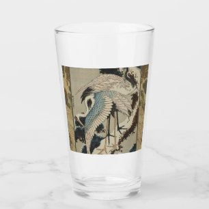 Verre Grues sur un pin couvert de neige Hokusai