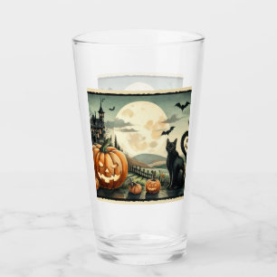 Verre Halloween/Automne/Automne/citrouille/chat