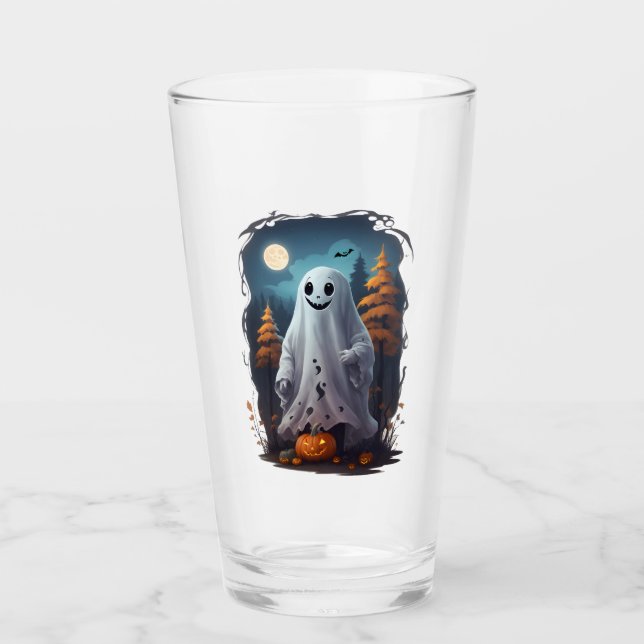 Verre Halloween - Fantôme souriant (Devant)