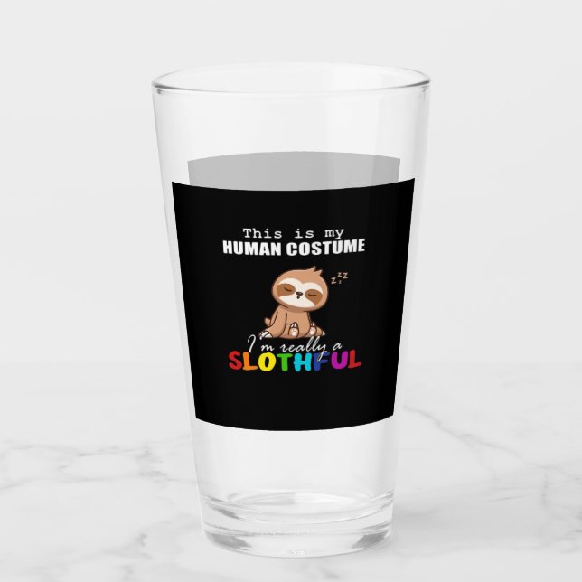 Verre Halloween Slothful Design, voici mon costum humain (Devant)