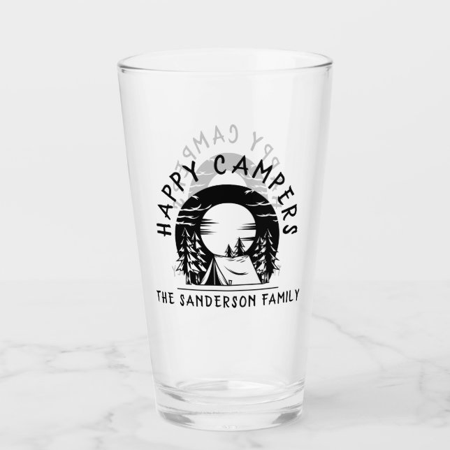 Verre Happy Campers Nom de famille Camping Trip Black (Devant)