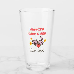 Verre Happy Chat avec Fleurs