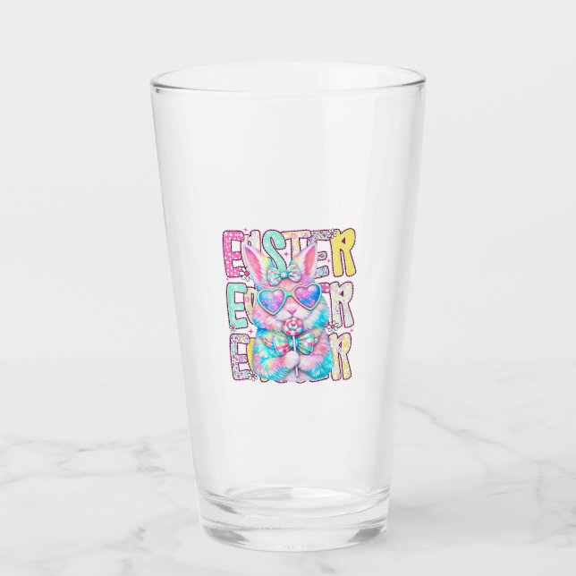 Verre Happy Easter Bunny Coquette Bow Preppy Easter Day  (Devant)