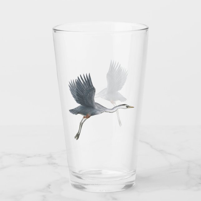 Verre Héron de grand bleu en vol (Devant)