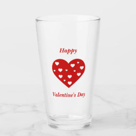 Verre Heureuse Sainte-Valentin Beau Coeurs blancs rouges