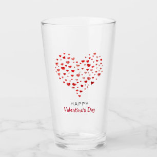 Verre Heureuse Sainte-Valentin des Coeurs d'aquarelle ro