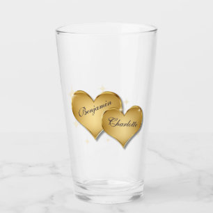 Verre Heureuse Sainte-Valentin Elegant Golden Hearts