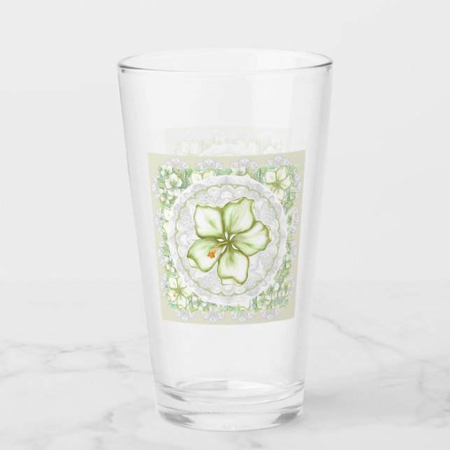 Verre Hibiscus & dentelle BLANC (Devant)