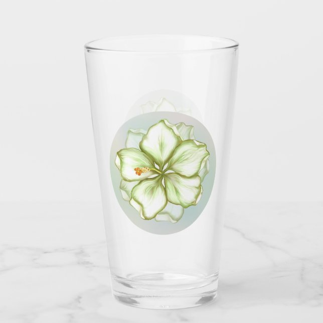 Verre Hibiscus & dentelle BLANC (Devant)