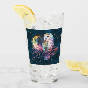 Verre Hibou Arc-en-Ciel Mystique et Lune Céleste