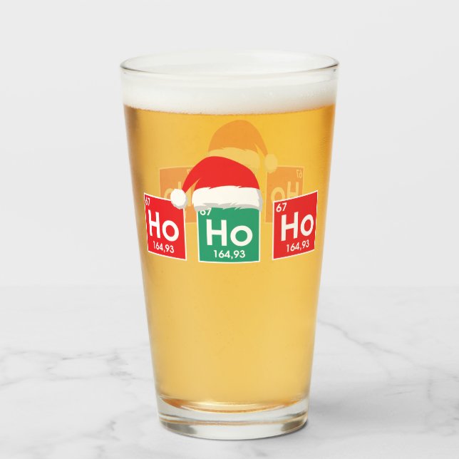Verre Ho Ho Ho | Tableau périodique de Noël Humour Nerd (Devant (rempli))