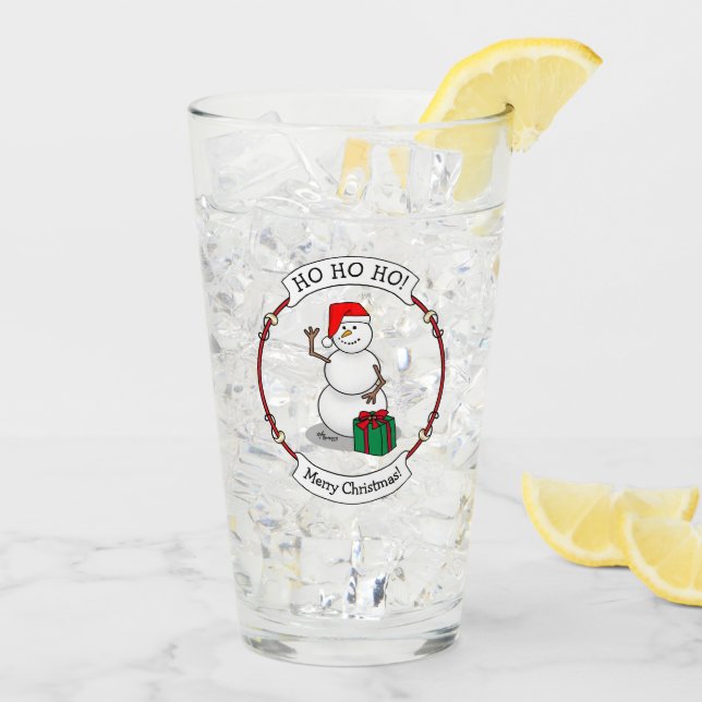 Verre Ho Ho Joyeux Noël Père Noël mignonne Snowman (Dos glace)