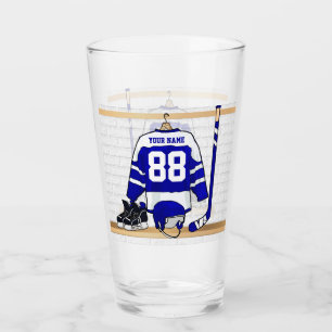 Verre Hockey sur glace bleu et blanc personnalisé