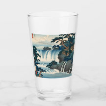 Hokusai Ukiyo-e Cascade japonaise Paysage bleu